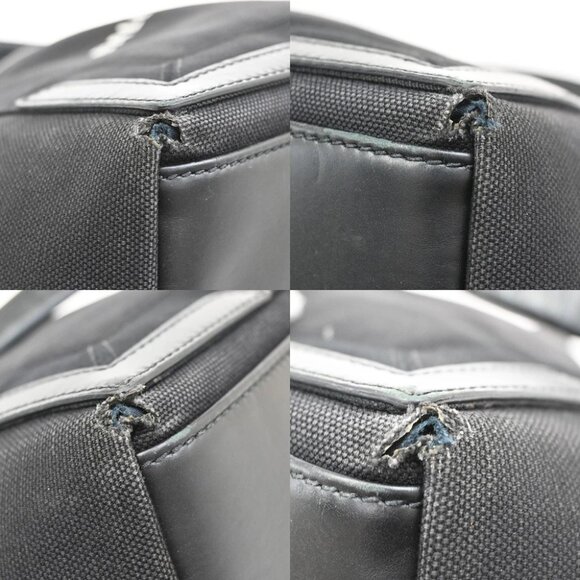 BALENCIAGA Logo Navy Cabas S Hand Bag Canvas Leather Black Italy - Picture 7 of 15